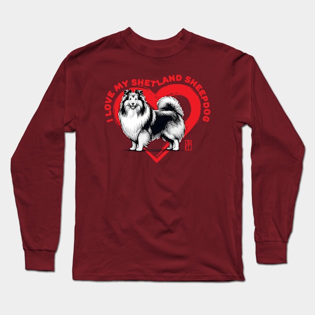 I Love My Shetland Sheepdog - I Love my dog - Family dog Long Sleeve T-Shirt by ArtProjectShop